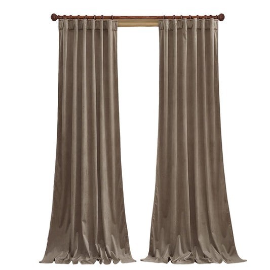 StangH Taupe Velvet Curtains Room Darkening, Thermal, W52 x L102, 2 Panels Set