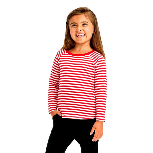 Toddler Girls' Striped Long Sleeve T-Shirt - Cat & Jack Red 3T