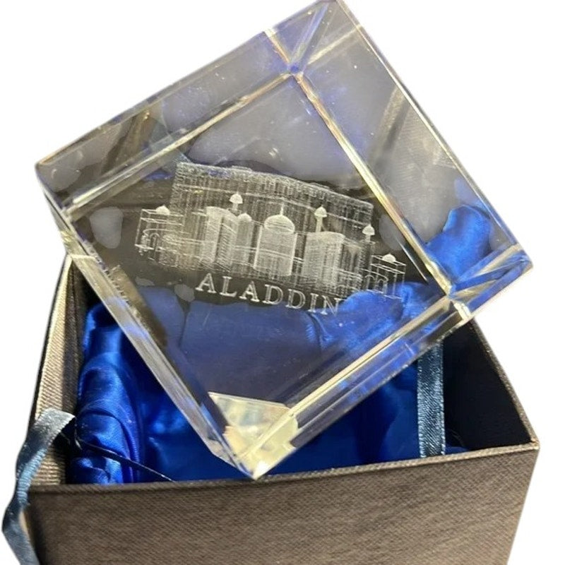 Vintage Paperweight - ALADDIN HOTEL Casino in Las Vegas, NV, 3-D Laser Cut Glass