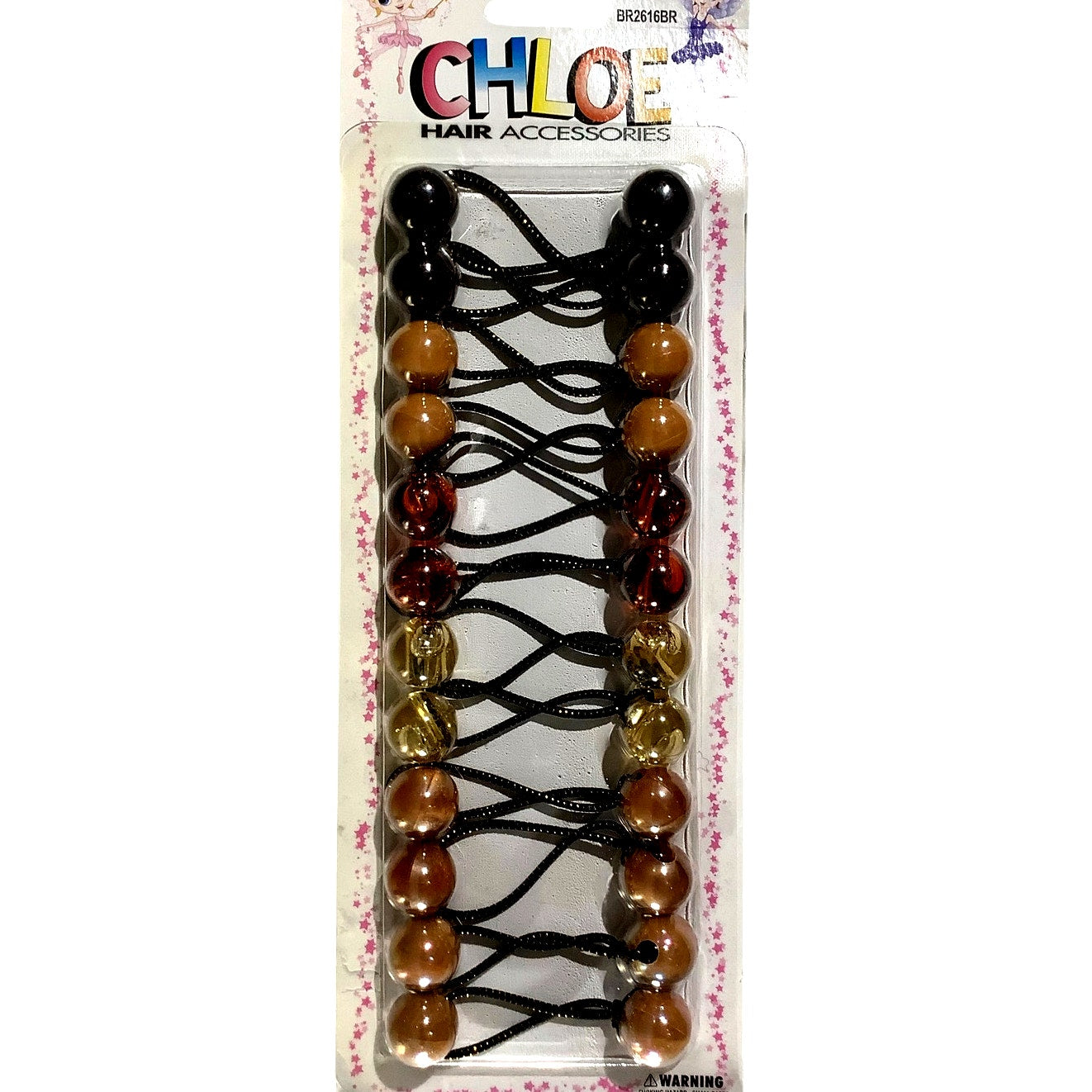 Chloe Ponytail Holders 20 PK (10 Browns, 10 Yellow-Orange) Twin Bead Hair Ties