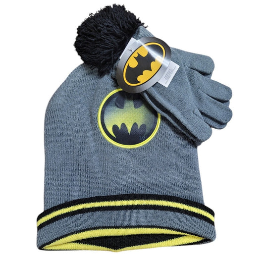 Boy's Batman Beanie Hat and Matching Gloves Set