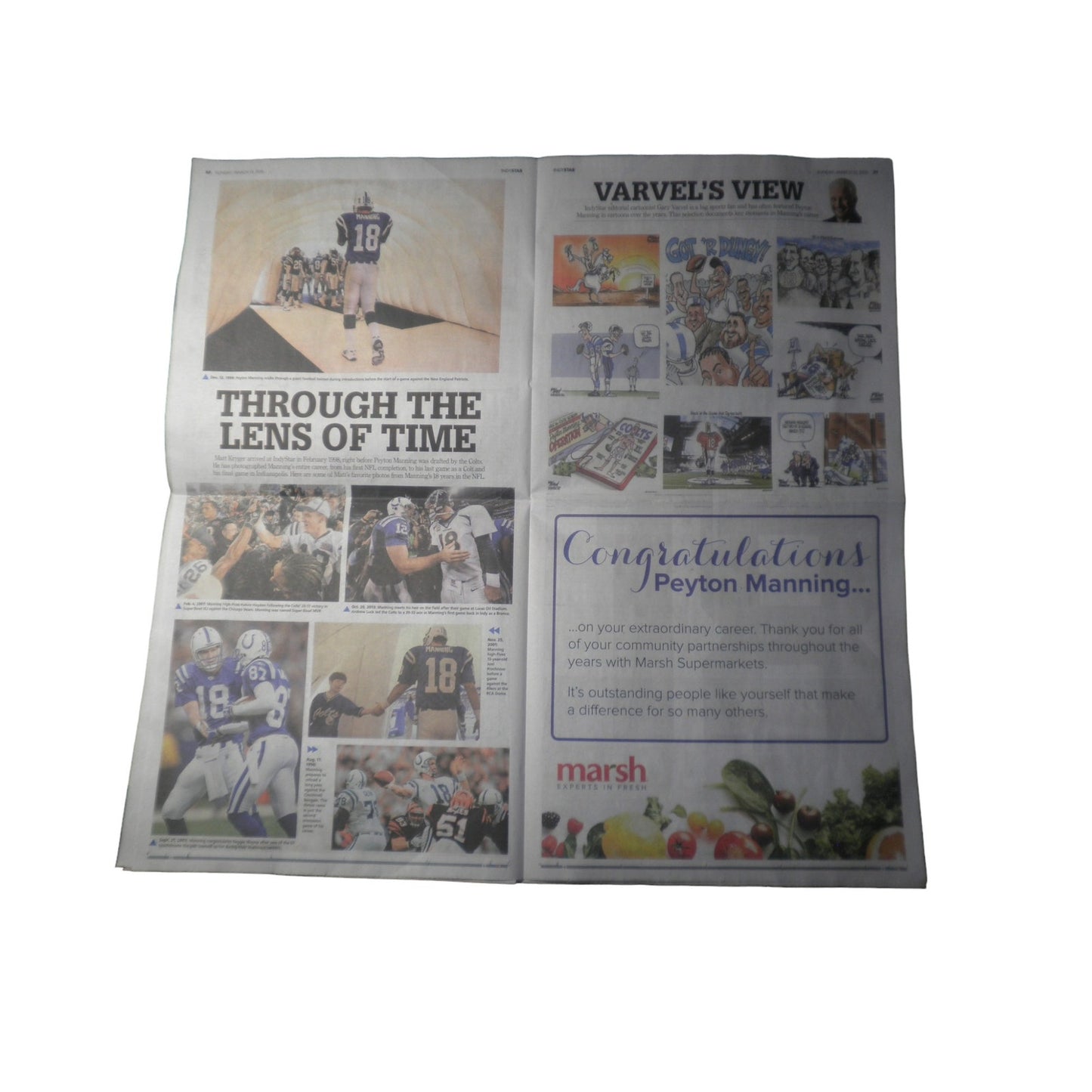 Rare; Indianapolis Star 3-13-16 Collector's Edition - Peyton Manning Retirement