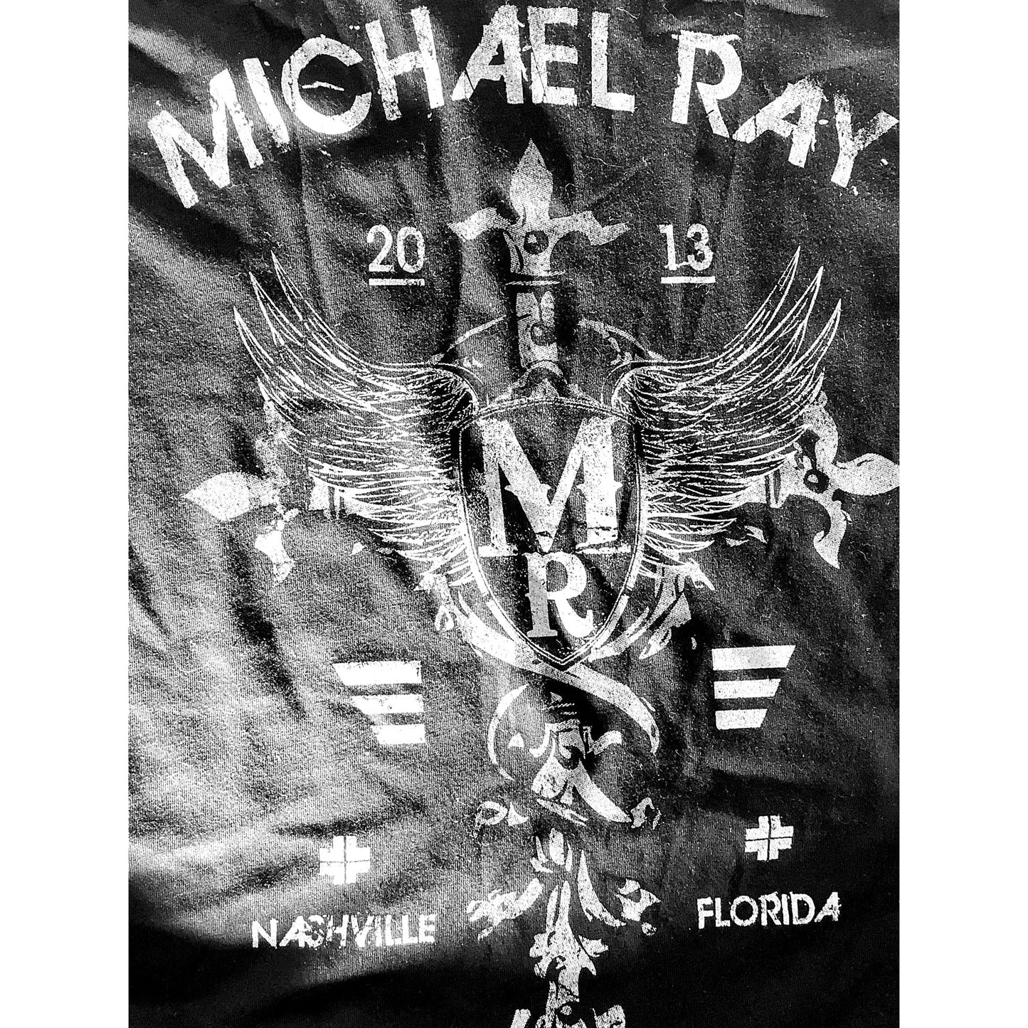 2013 Michael Ray Distressed Concert Souvenir Graphic Tee, Black, XXL