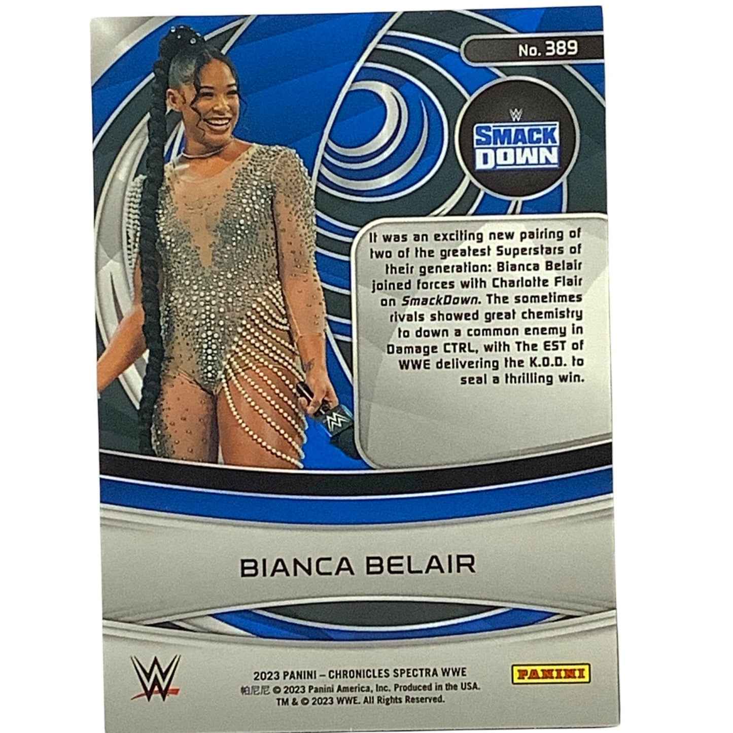 Bianca Belair Silver Swirl, Card 389, 2023 Panini -Chronicles Spectra WWE NM+