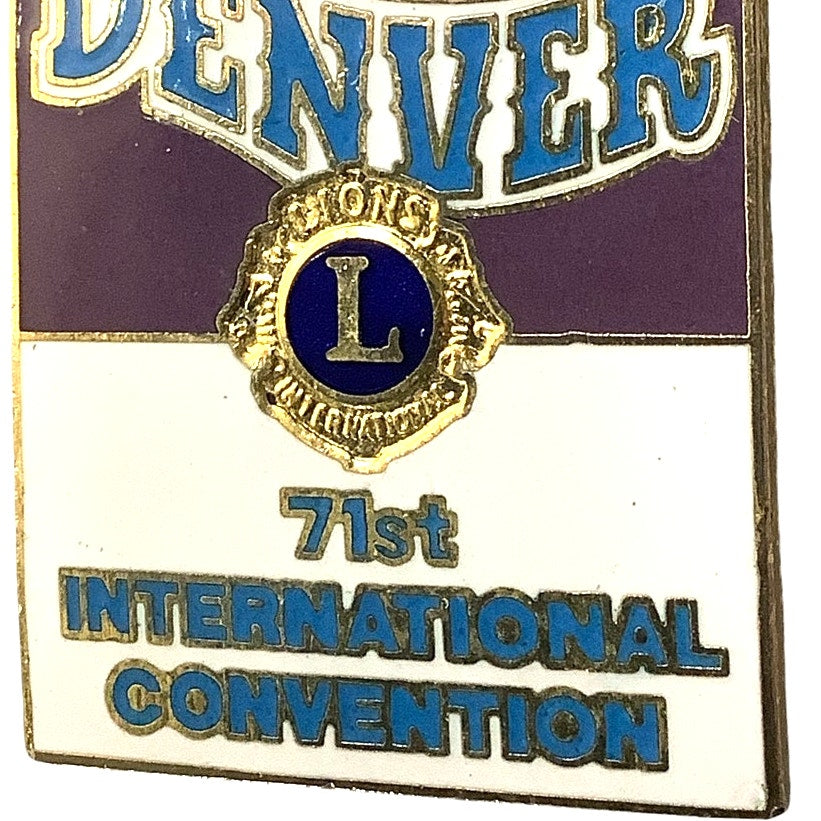 Vintage 1988 Lions Club Int., 71st International Convention - Denver Lapel Pin