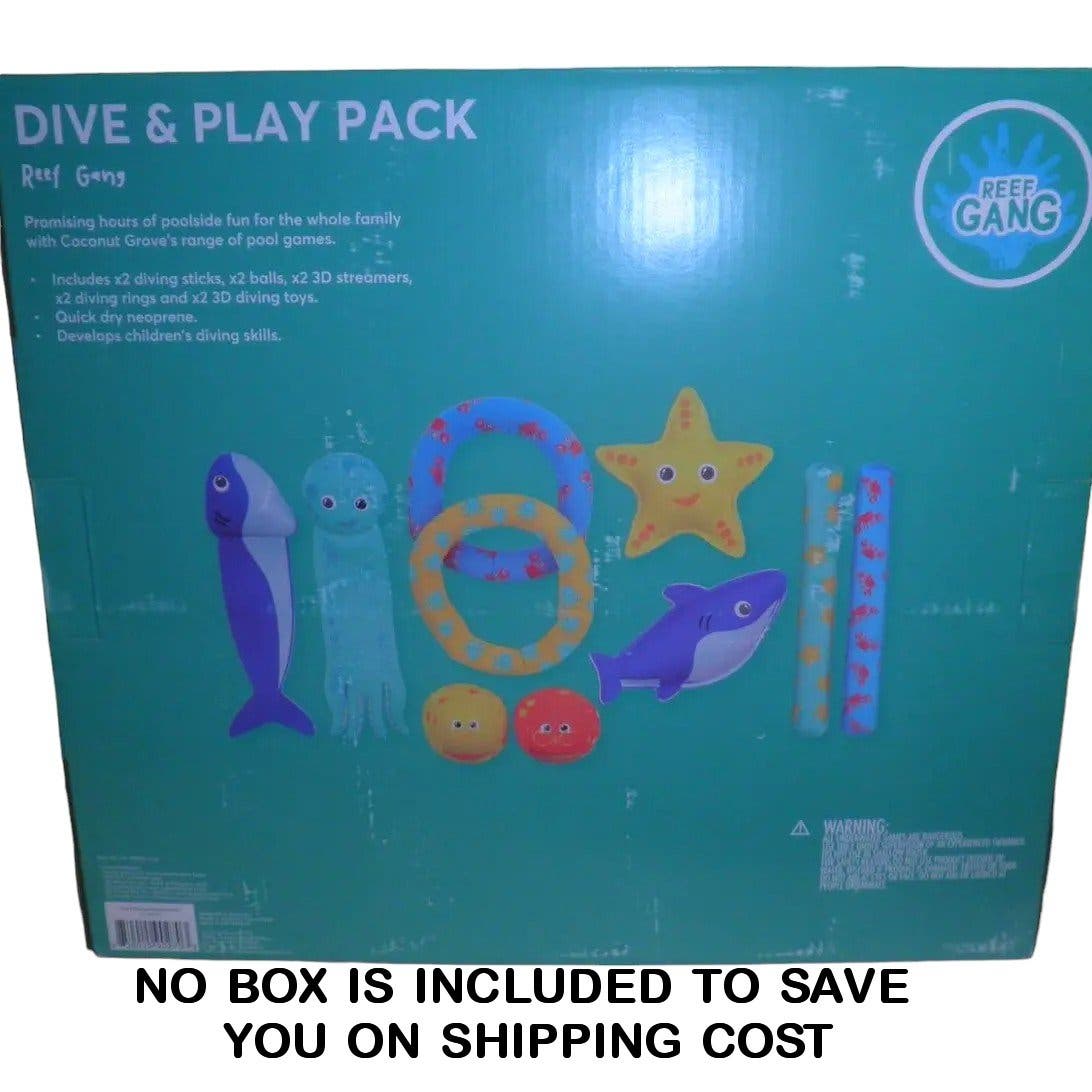 10 Pool Dive & Play Toys, Reef Gang, 2 @ Sticks, Balls, Streamers, Rings & 3D