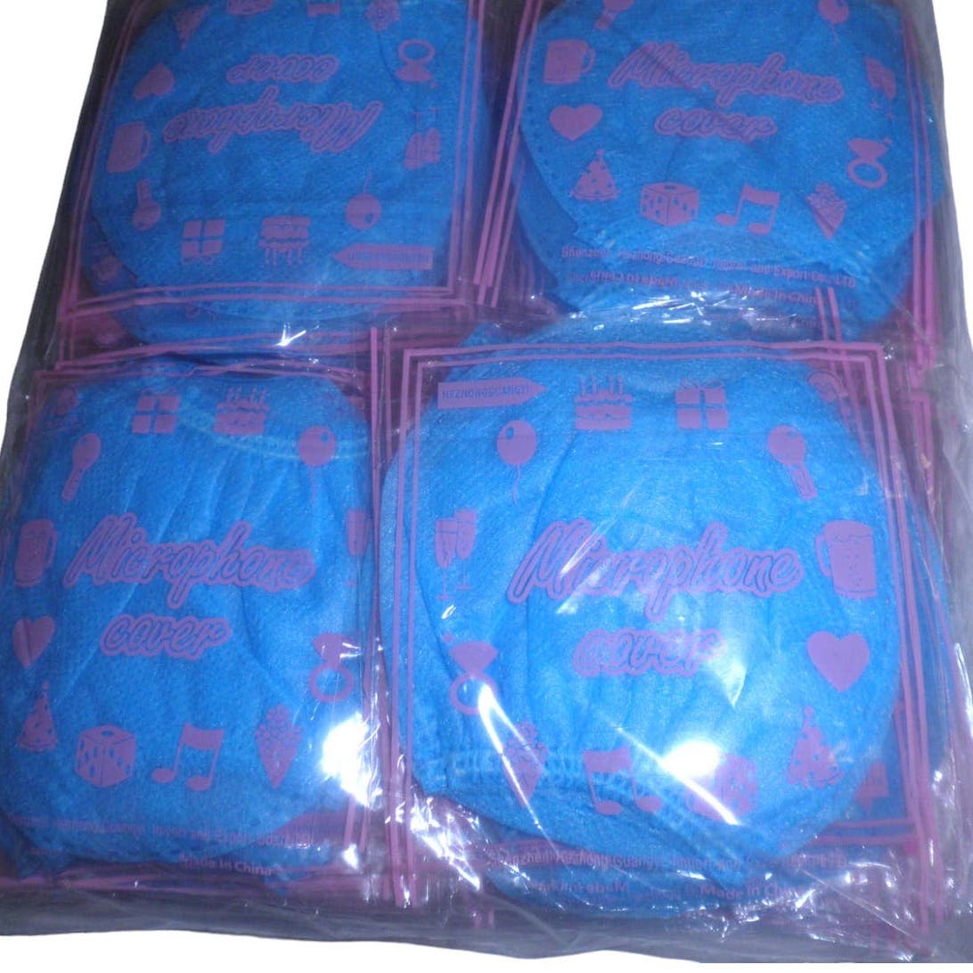 48 Disposable Microphone Covers, Blue, Windscreen Protective, Hygiene Covers