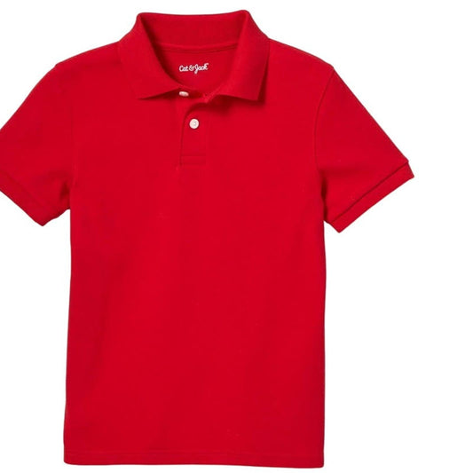 Boys Short Sleeve Interlock Polo Shirt - Cat & Jack, Red, X-Large (16)