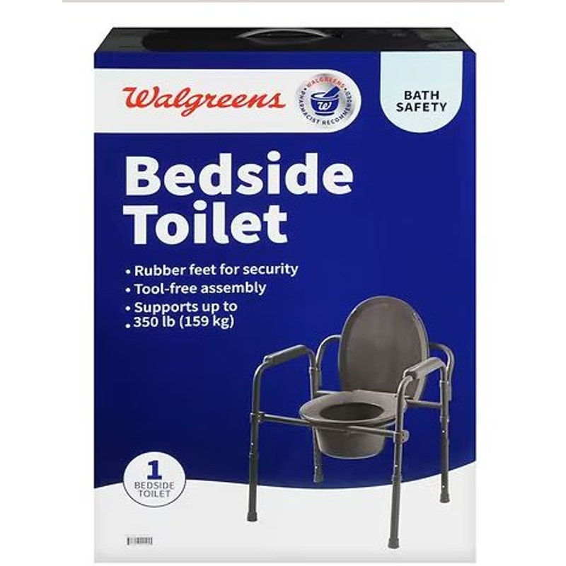 Bedside Commode Chair - HD Raised Toilet Seat w/ Handles, Supports up to 350 Lb