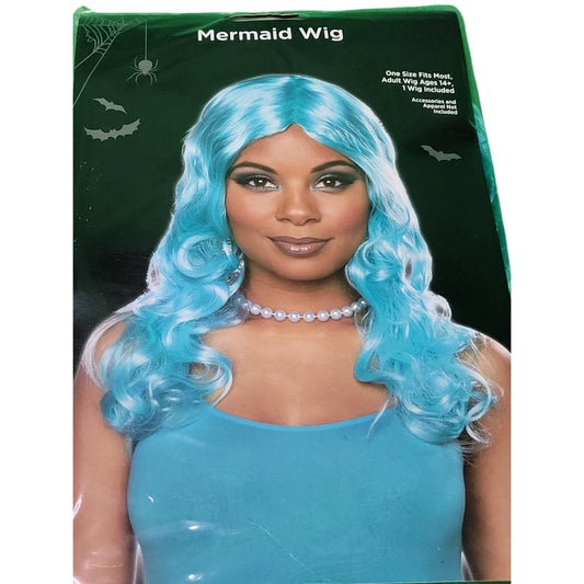 Long Wavy Teal Mermaid Wig, Adult Costume, Cosplay, Party Theme, Blue, One Size