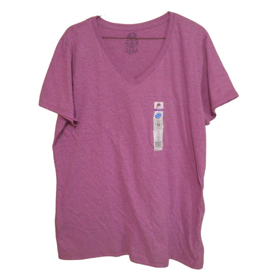 Fruit Of The Loom Women's V-Neck Casual Tee, T-Shirt, Lavender, 2XL, XXL
