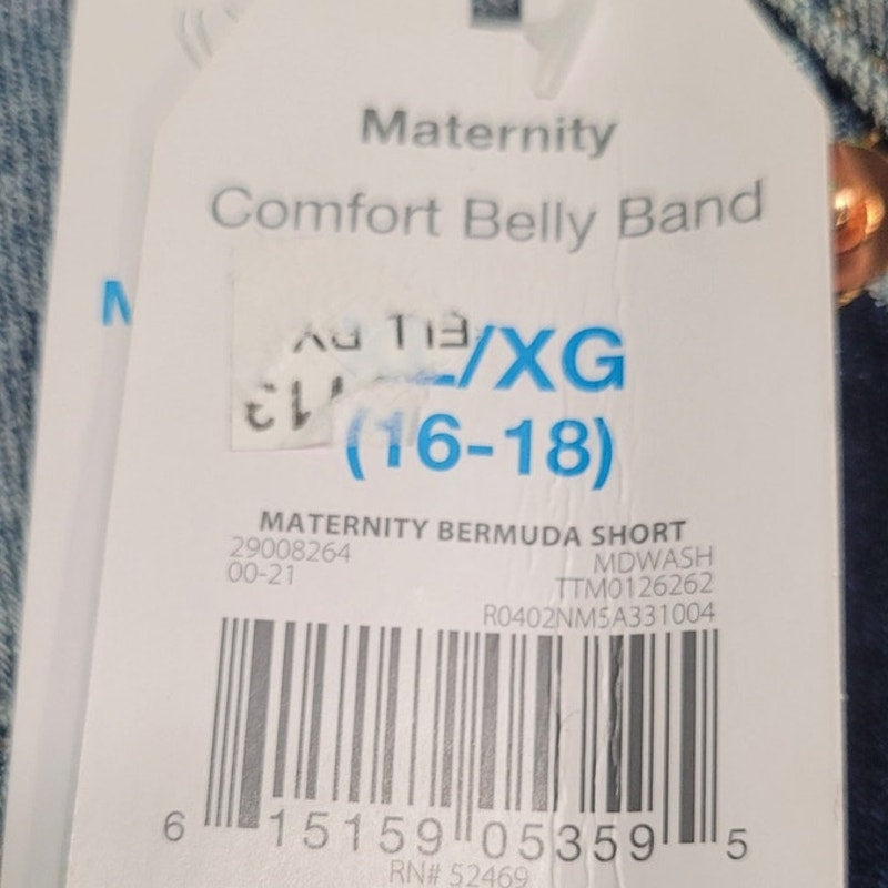 Maternity Time and Tru Bermuda Shorts w/ Full Panel, Distressed L/XL (16-18)