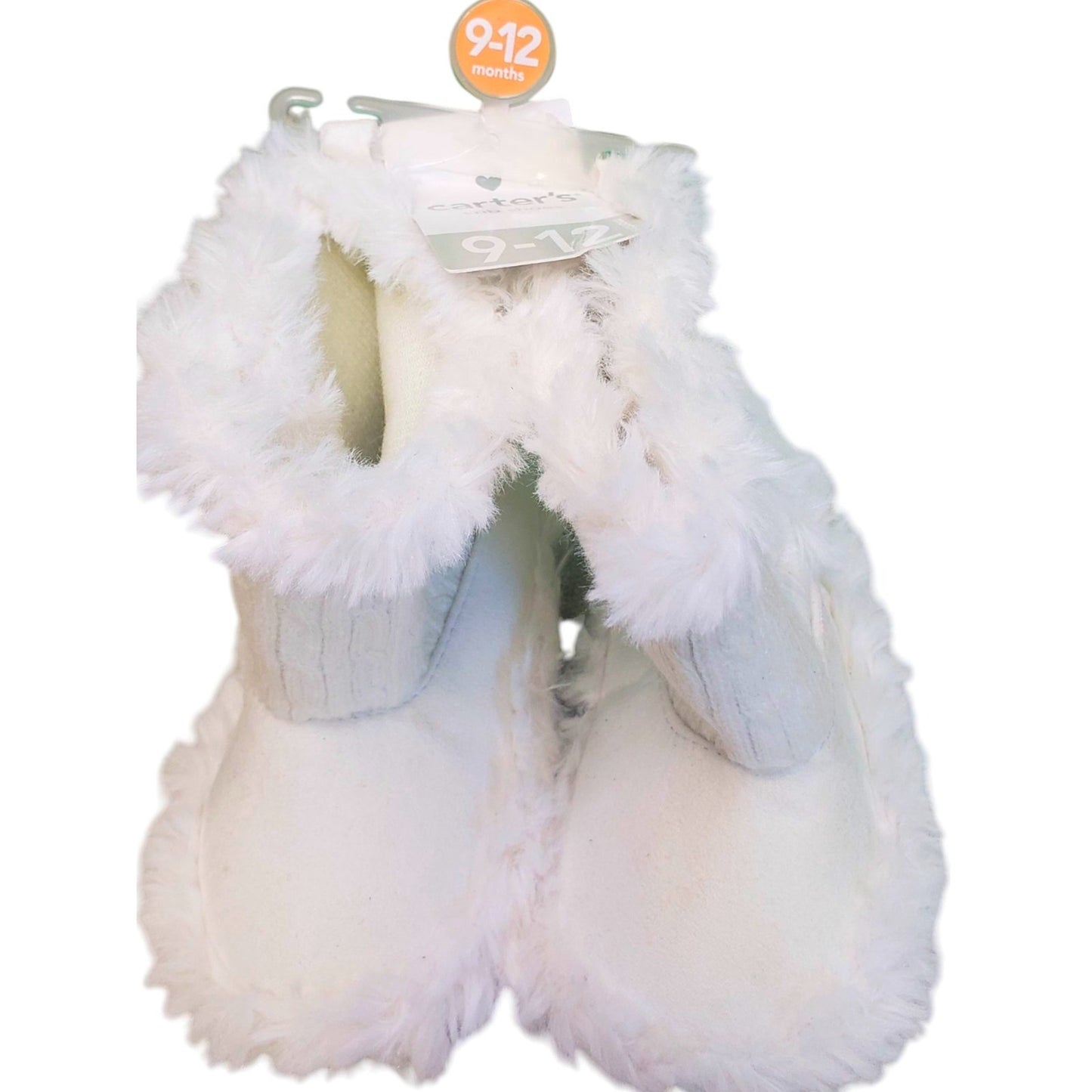 CARTER'S Baby Girls' Size 9-12 Months White Winter Shoe Slipper Booties, NWT