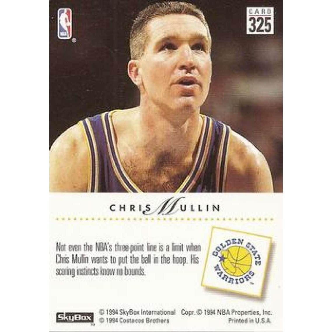 1993-94 Skybox Premium Basketball #325 Chris Mullin Golden State Warriors, NM