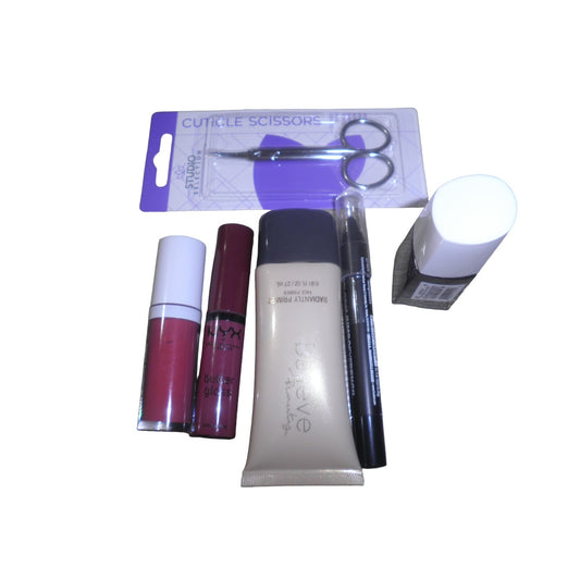 6 Misc. Health & Beauty - Scissors, Foundation, Gloss, Polish, Pencil, Blush