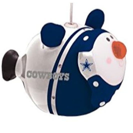 Dallas Cowboys Snowman Ornament 4.5" x 3.5" x 3.5", Flashing LED Lights