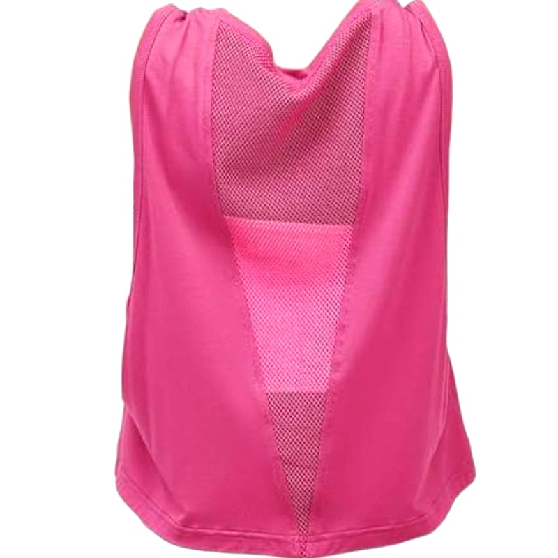 Mippo Mesh Back Workout Crop Tops Loose Fit Running Tank Tops, Fuchsia, XL