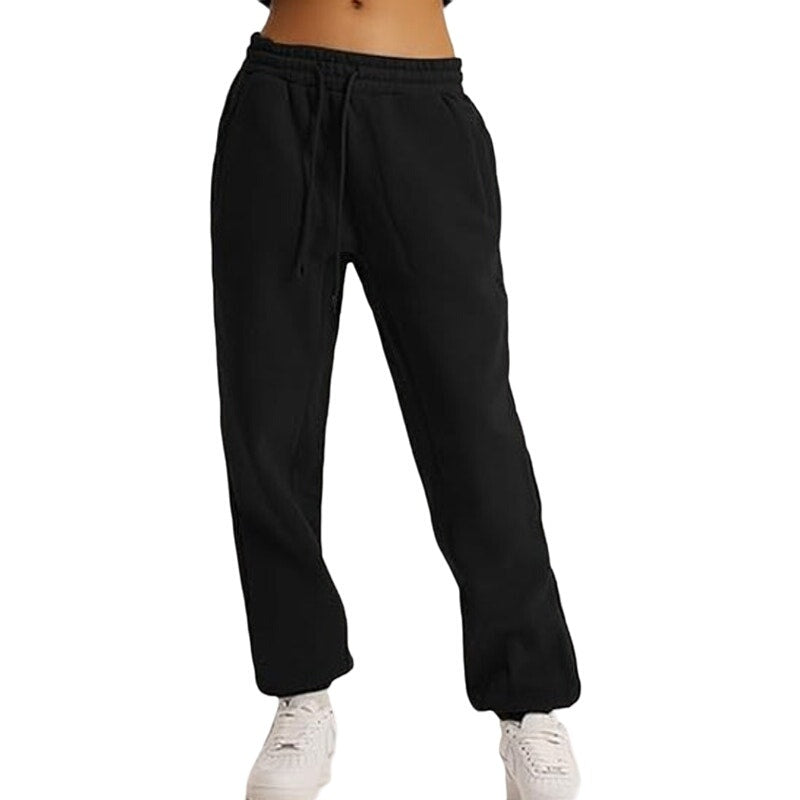 Flygo Womens Fleece Sweatsuit Joggers Pants Tracksuit, Black, Small