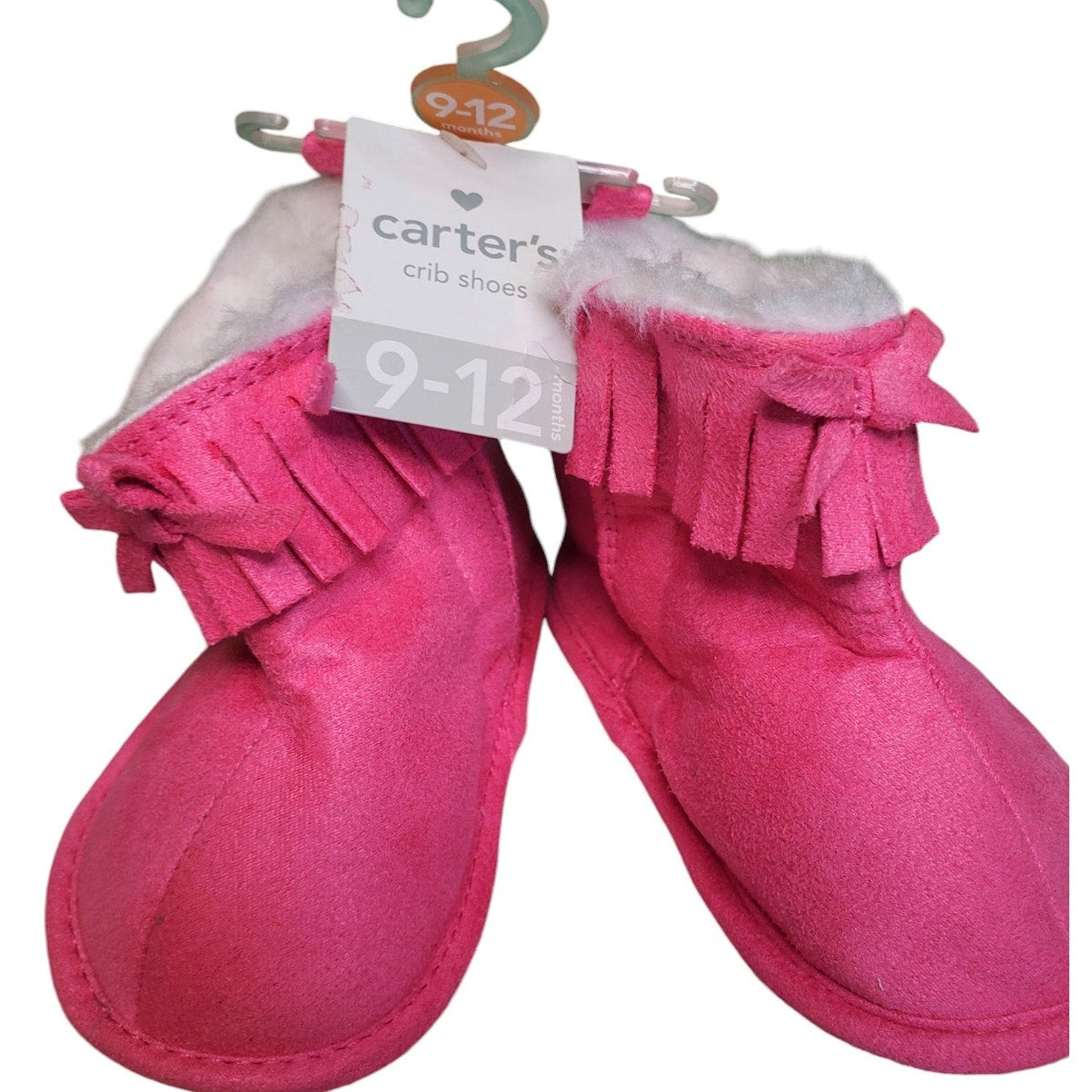 CARTER'S Baby Girls' Size 9-12 Months Fringe Crib Shoe Booties, NWT