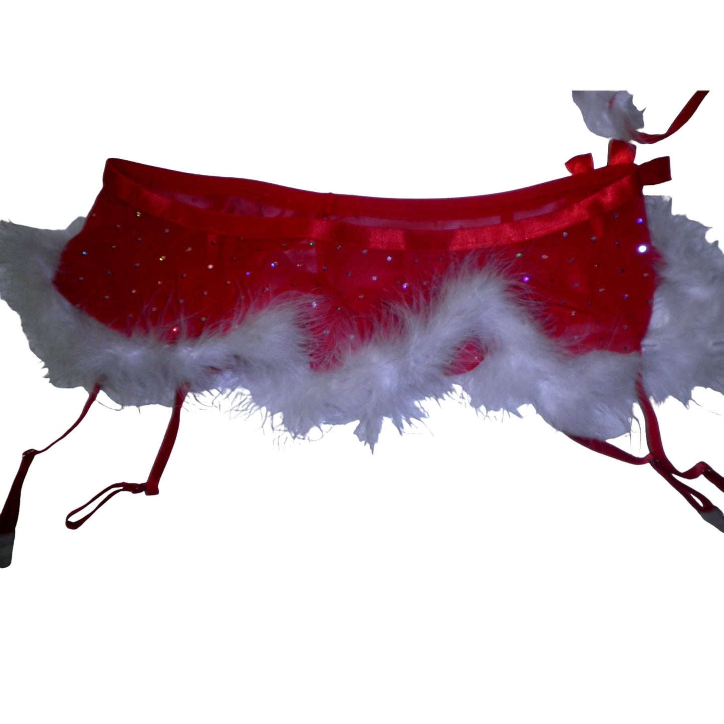 Lingerie Set, Sexy Santa Babydoll Teddy, 3 Piece Set - Skirt, Bra, Hat, Medium