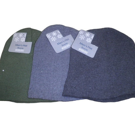 3-PK Old east Main Co., One-Size, Beanie Caps, Green/Grays, Blended Materials