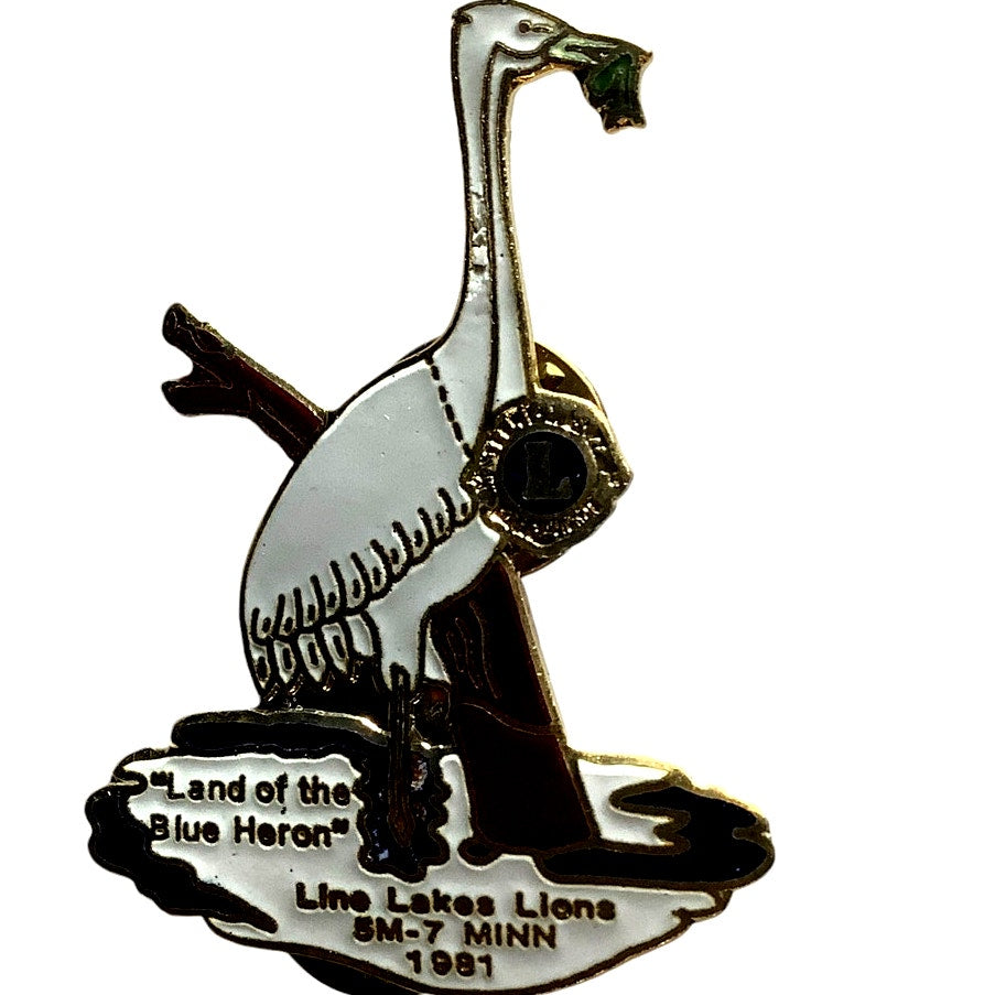 1981 Lions Club International, Blue Heron Lapel Pin, 5M7 Lino Lakes, MN