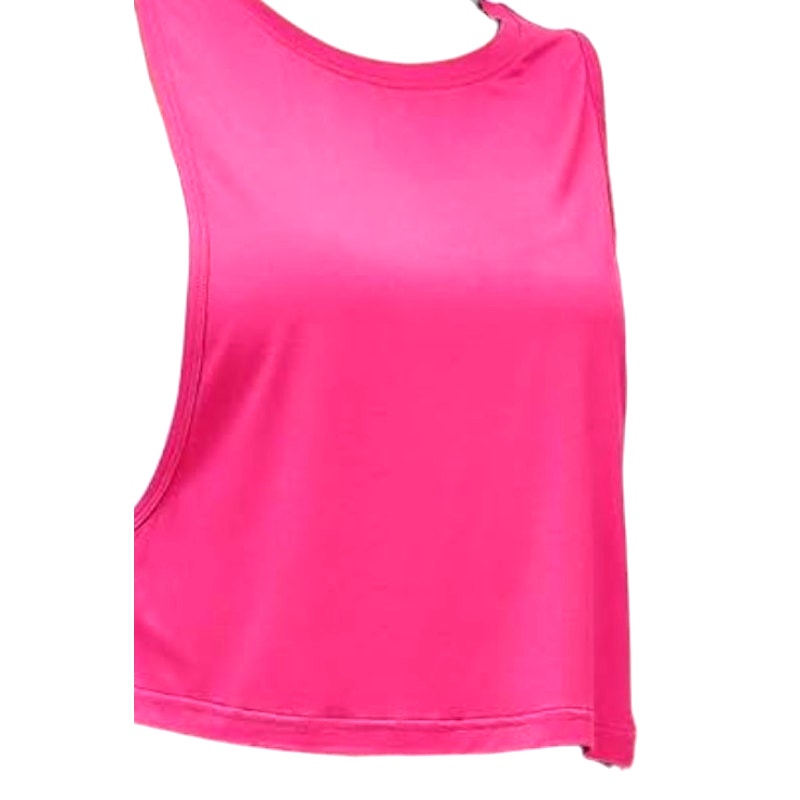 Mippo Mesh Back Workout Crop Tops Loose Fit Running Tank Tops, Fuchsia, XL