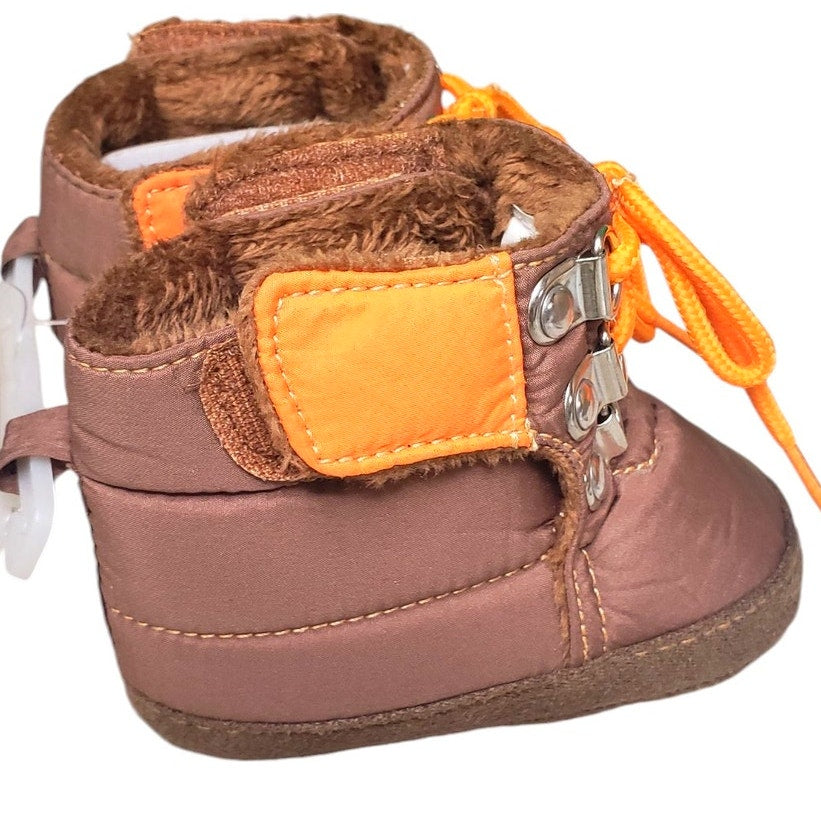 Rising Star Baby Size 1 (3-6 Months) Brown w/ Orange Laces Pre-Walker Boots