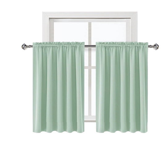 2 Thermal Short Blackout Curtain, Pastel Green, 60"W 30"L, Room Darkening Panels