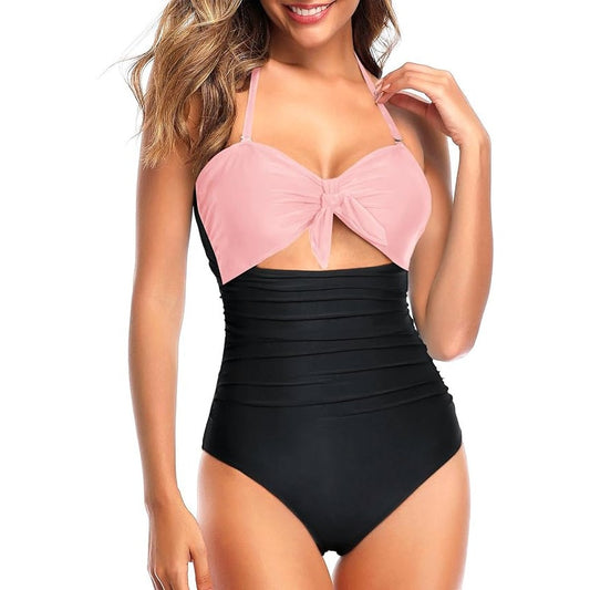Tempt Me Cutout One Piece Tummy Control High Waisted Halter Front Knot S (4-6)