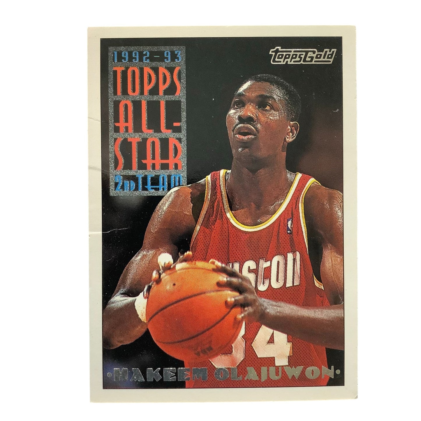 Hakeem Olajuwon, Rockets, 1993 Topps Gold, All-Star 2nd Team, NBA Card 116, EXC