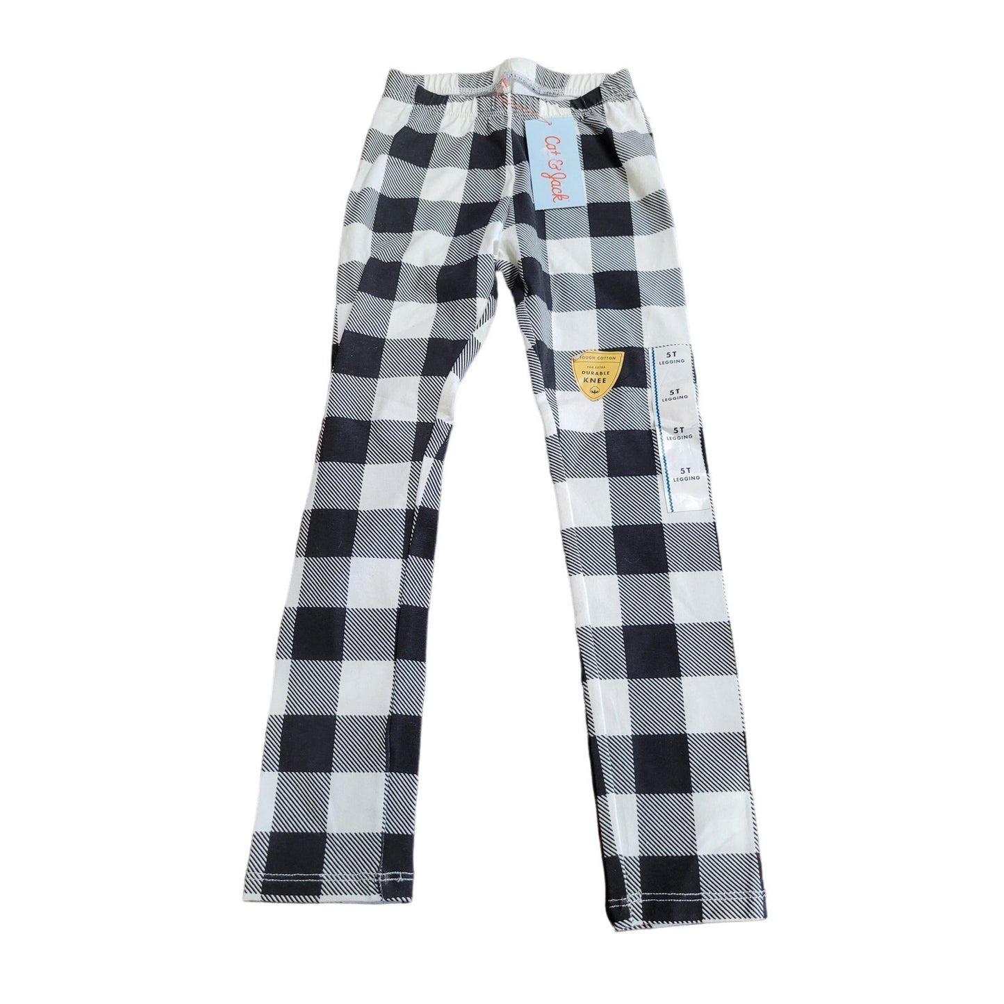 Toddler Girls' Checkered Leggings - Cat & Jack Black/Cream Size 5T