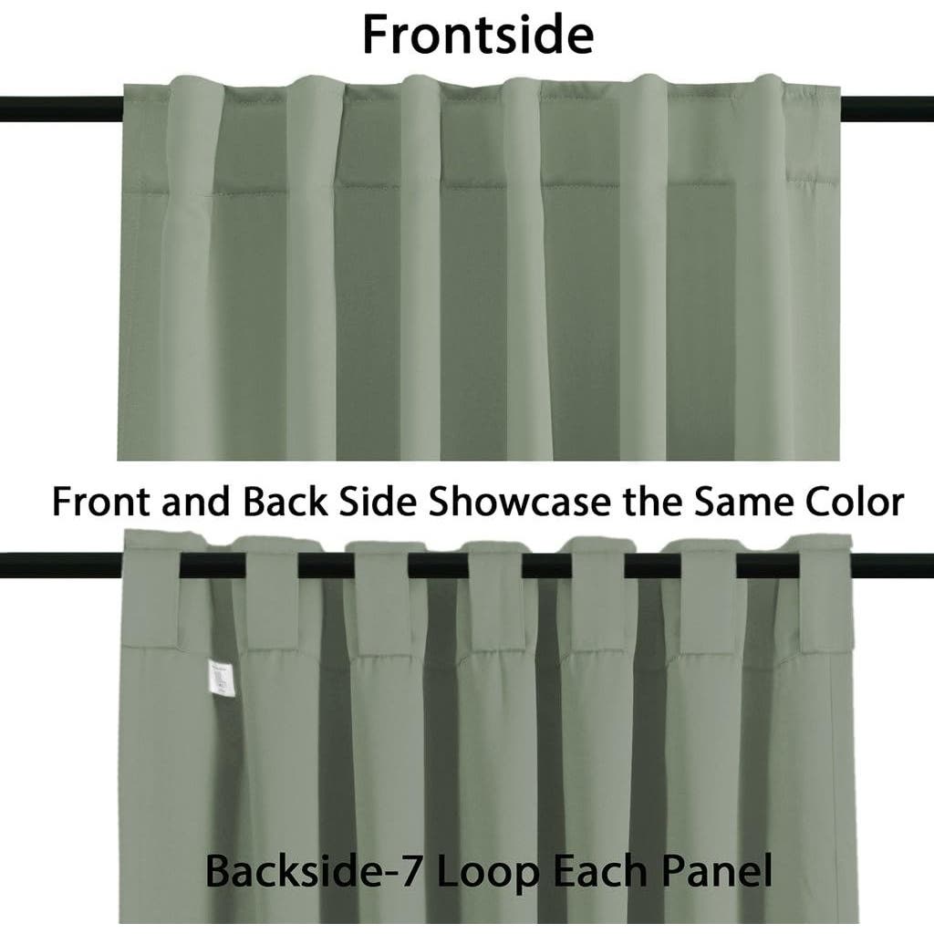 Thermal Room Darkening Blackout Tab/Rod Pocket, 52" x 84", Light Sage, 2 Panels