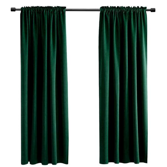 Donren Hunter Green Blackout Room Darkening Curtains Panels (2) 42"W x 63"L