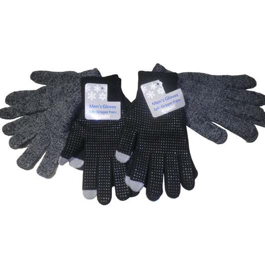 Mens Mission Ridge 4-pack Knitted Gloves, 2 Gripper Palm Gloves and 2 Regular