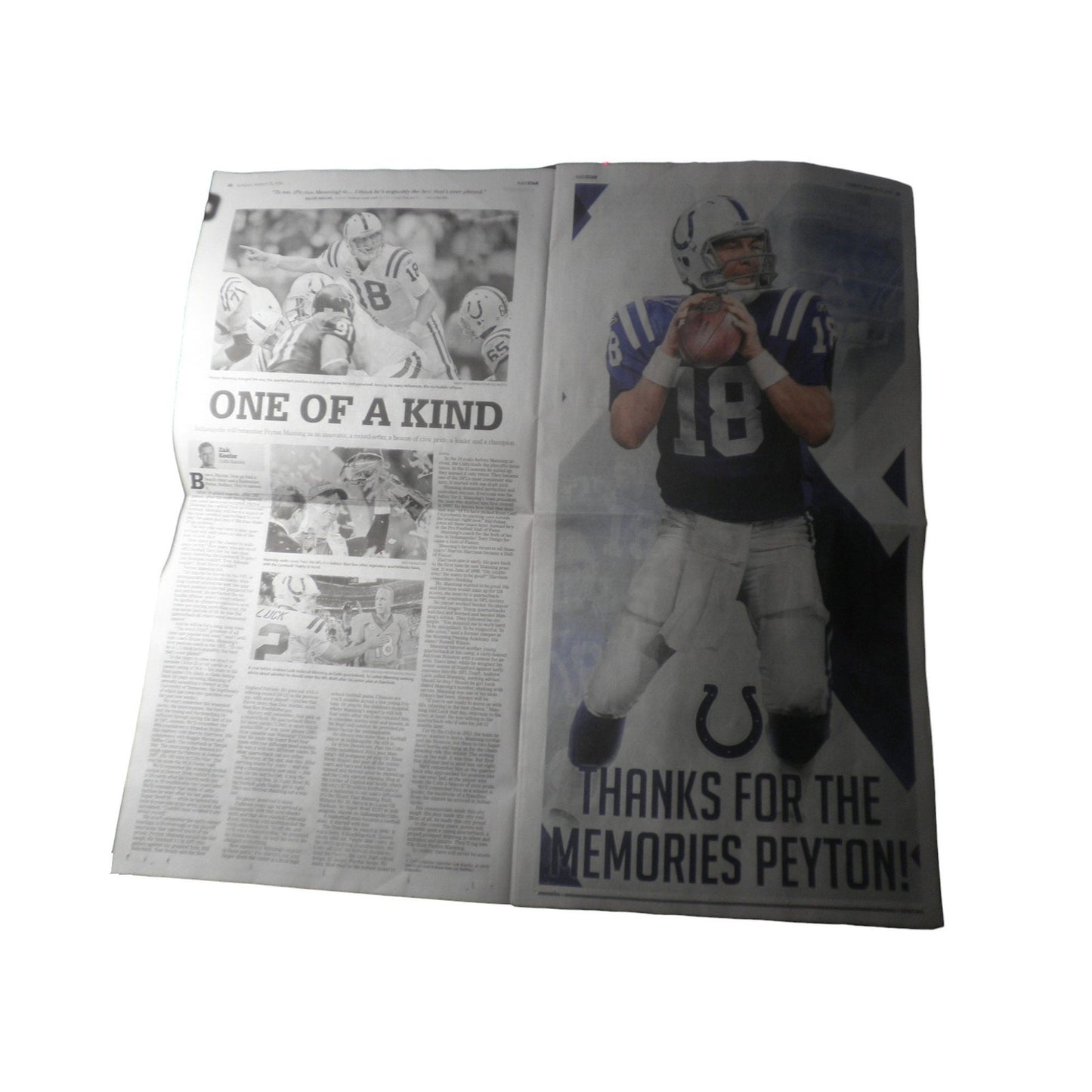 Rare; Indianapolis Star 3-13-16 Collector's Edition - Peyton Manning Retirement