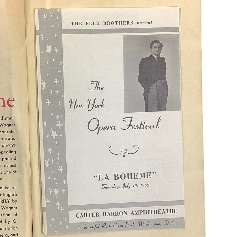 Souvenir Libretto, La Boheme, 1954 & a Playbill La Boheme in NYC, July 19 1962