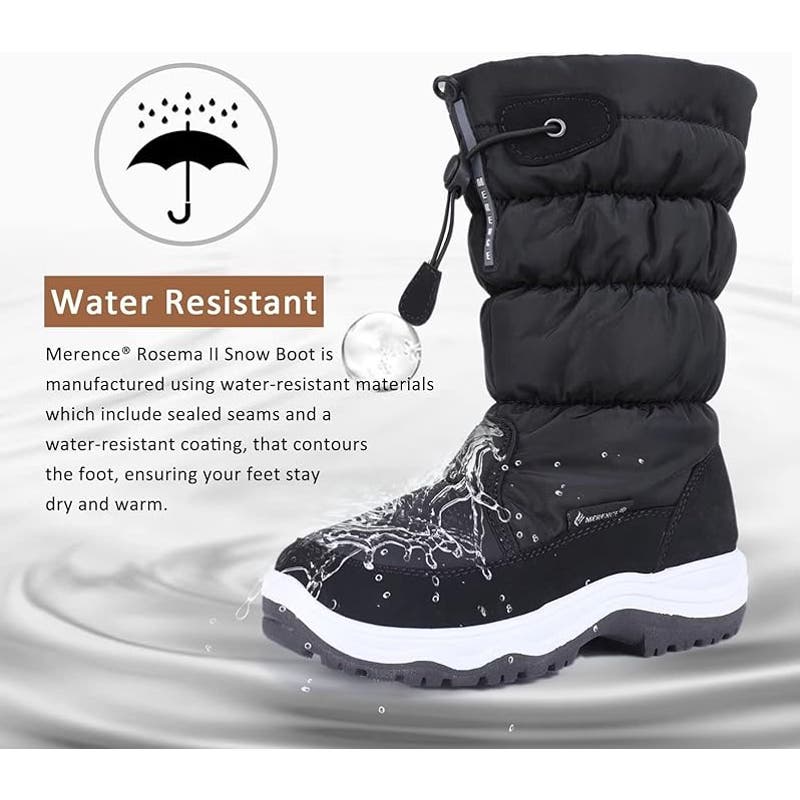 Snow Boots Winter II Water-Resistant Fur Lined Anti-Slip Boots, Black, US 10.5