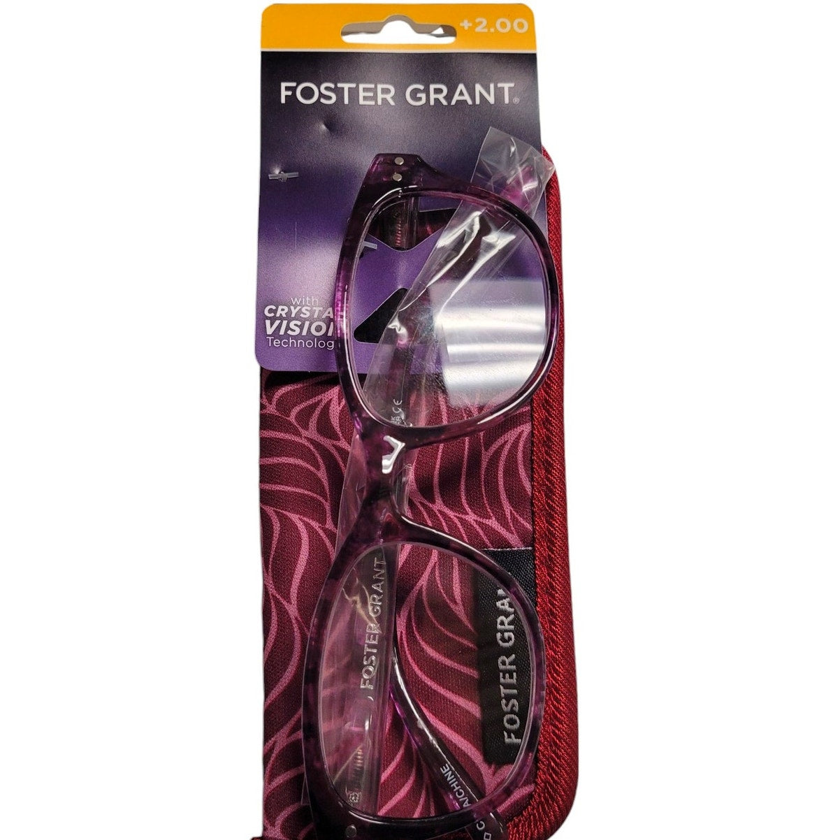 Foster Grant Crystal Vision FLRL w/ Case, +2.00