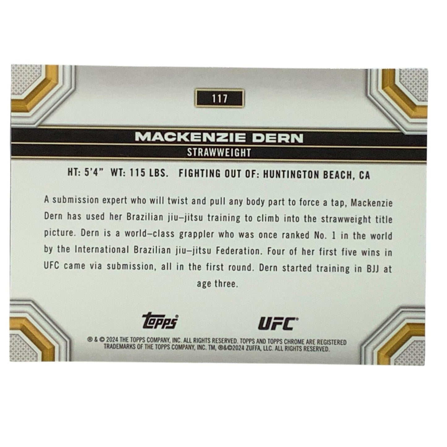 Mackenzie Dern, UFC Strawweight, Card 117, 2024 Topps Chrome UFC, NM+