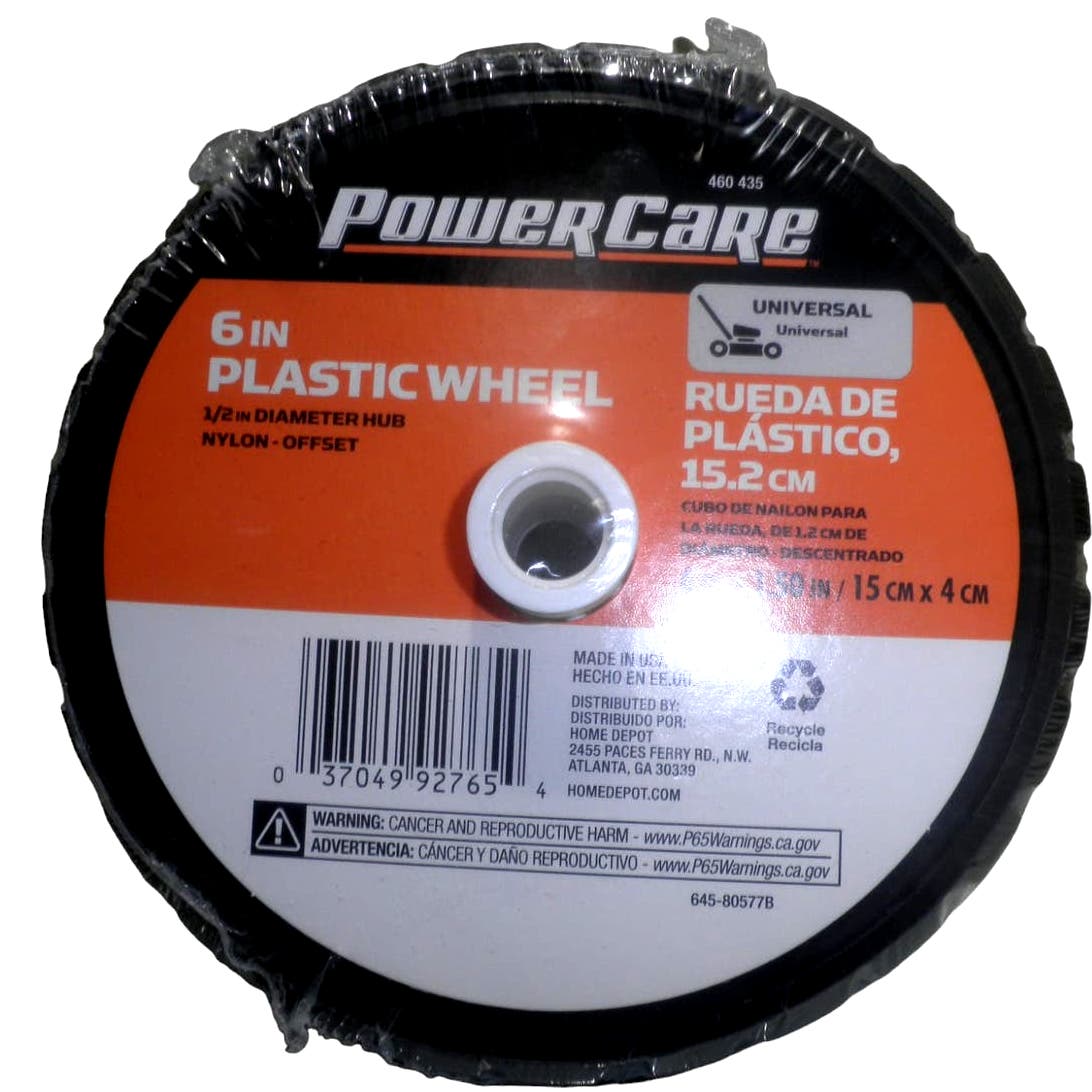 2-PK Powercare 6 in. x 1.5 in. Universal Plastic Wheel Set for Lawn Mowers