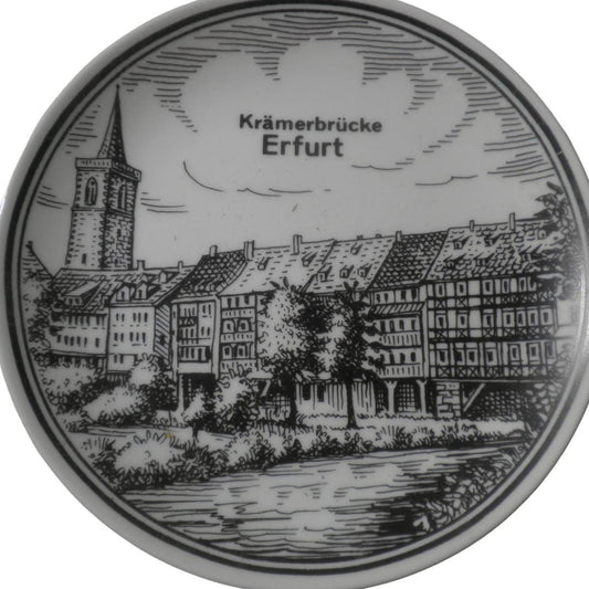 Theo Kohn Porcelain Plate, 7.5"D Krämerbrücke, Merchant's Bridge, Erfurt Germany