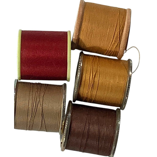 5 Vintage Spools of Thread, 5 colors, Cotton Covered Polyester Thread,