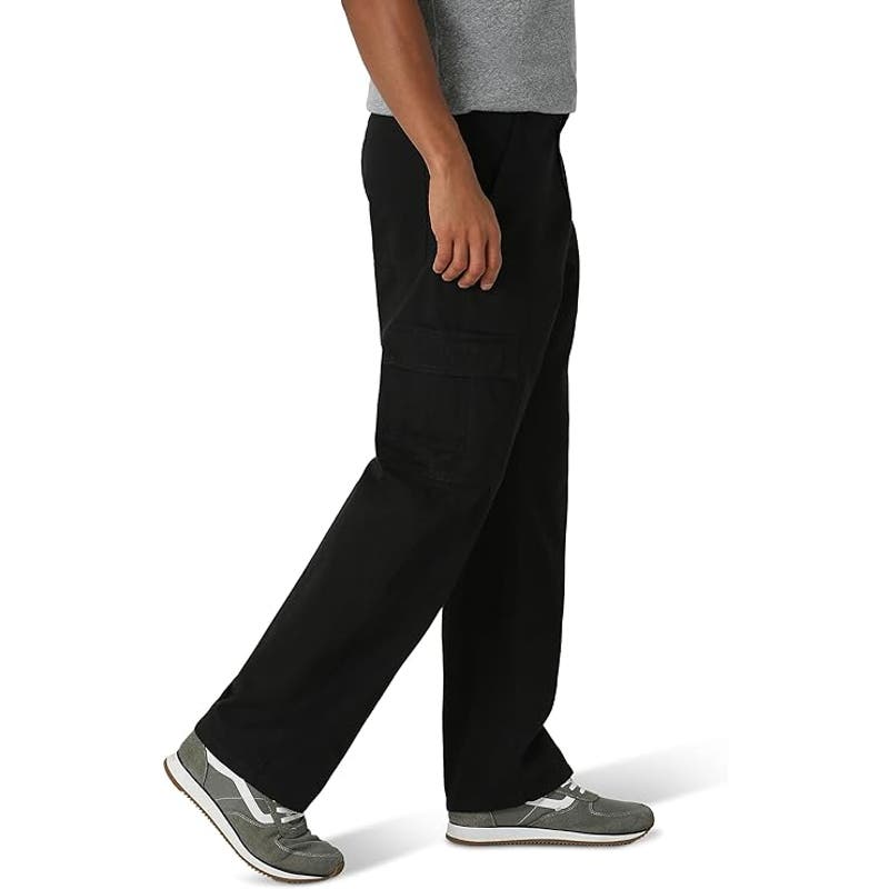 Wrangler Authentics Big & Tall 4X Relaxed Fit Cargo Pants, Black Twill 54W x 32L