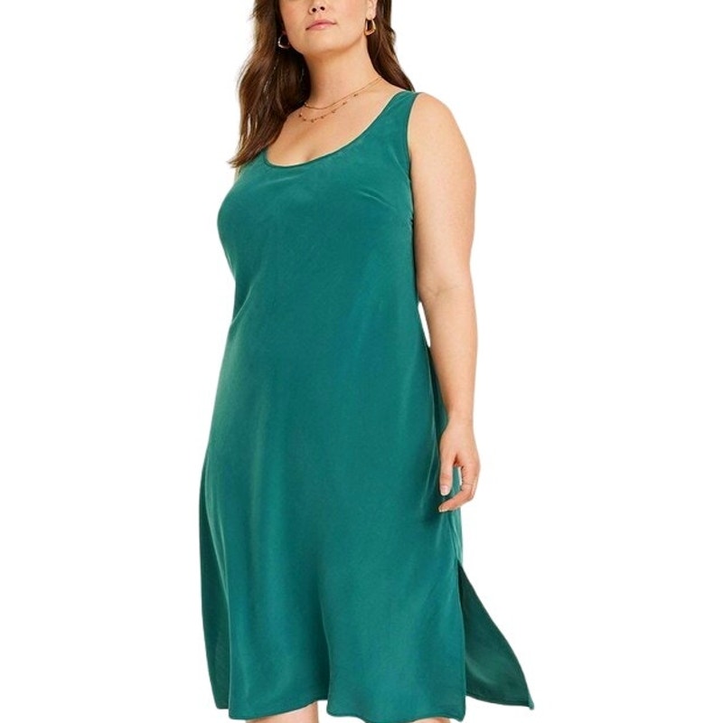 Women's MIDI Slip Dress - Universal Thread, Green XXL (20-22) (Waist: 45-48" Hips: 52.75-55" Bust: 49.5-51.5"), NWT