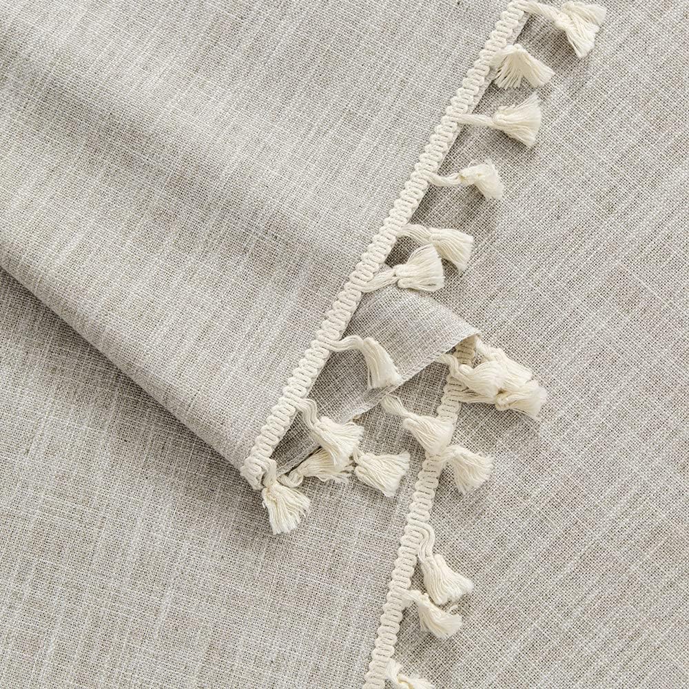 Amidoudou Cotton Linen Boho, Farmhouse Curtains w/ Tassels 2 x 54" x 96"