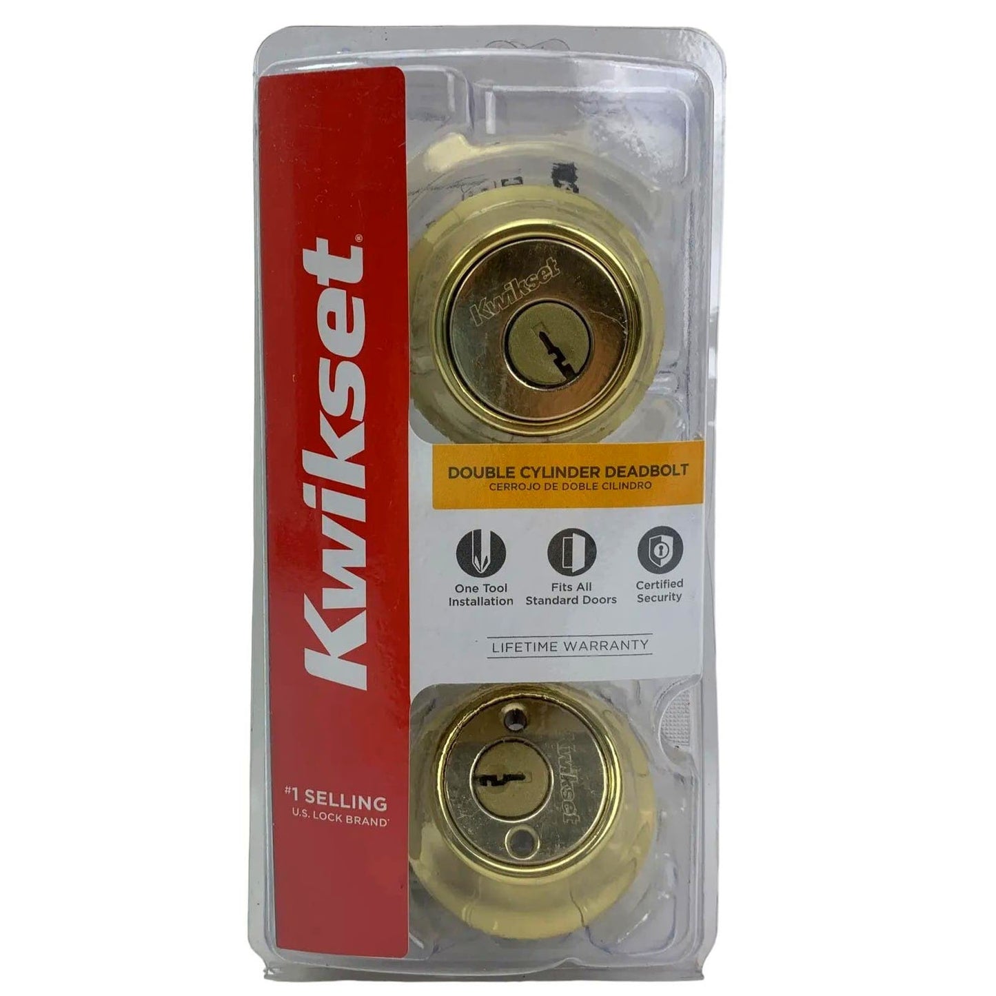 Kwikset 96650-390 Polished Brass Double Cylinder Deadbolt, No. 96650-494