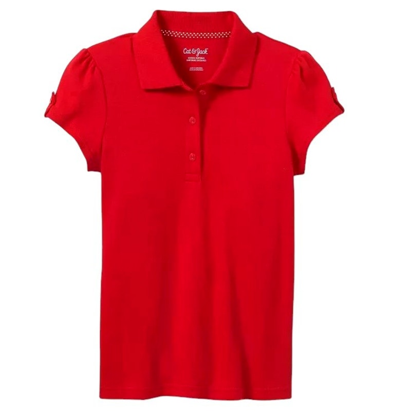 Girls' Short Sleeve Interlock Polo Shirt - Cat & Jack™ Red Small (6/6X/7)