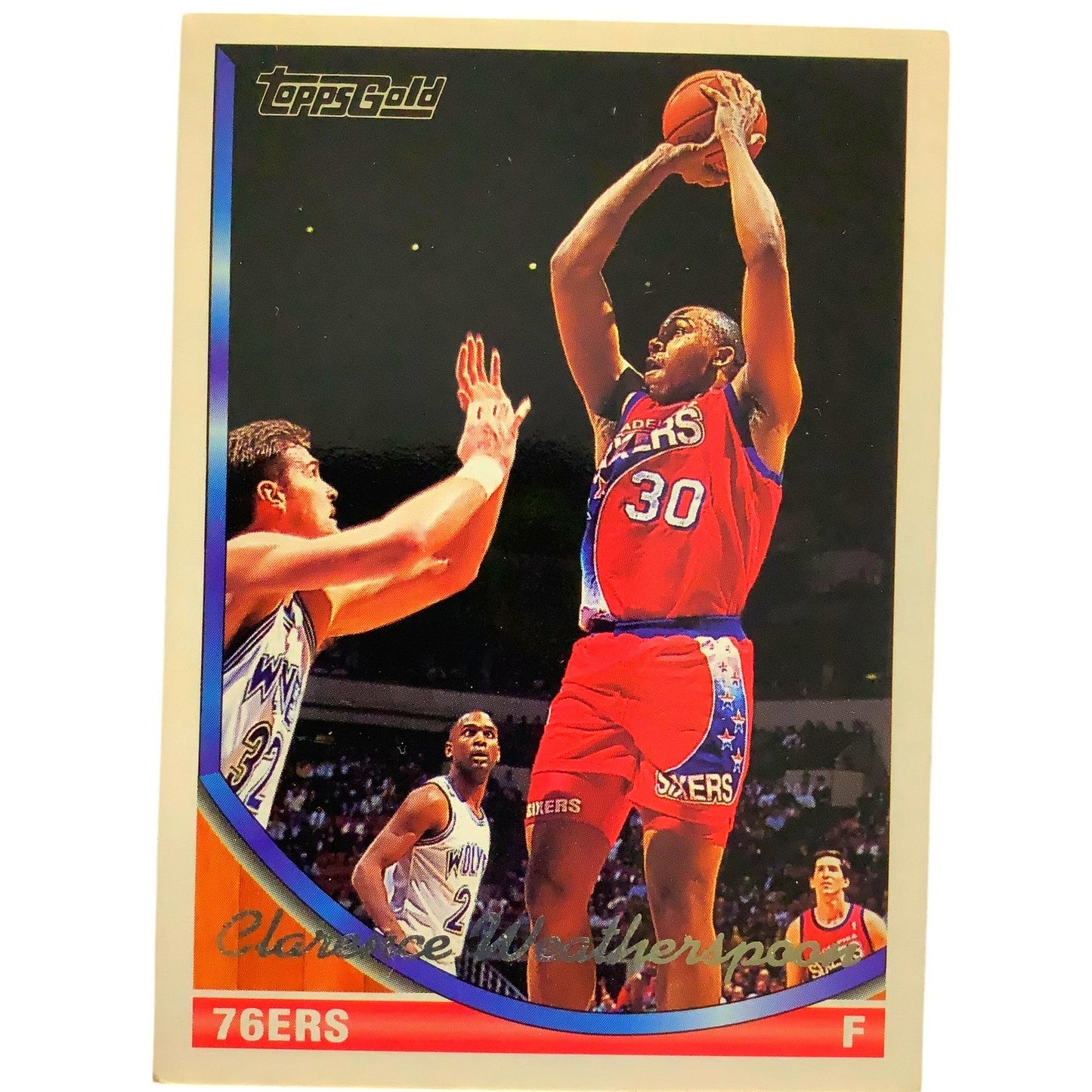 Clarence Weatherspoon, Philadelphia 76ers, 1993 Topps Gold NBA Card 164, EXC