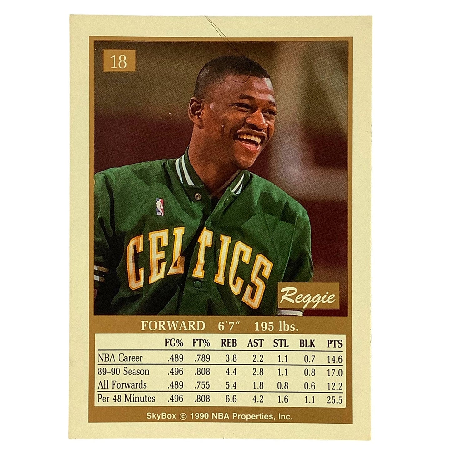 Reggie Lewis, Card #18, Boston Celtics, 1990 NBA Skybox NM+